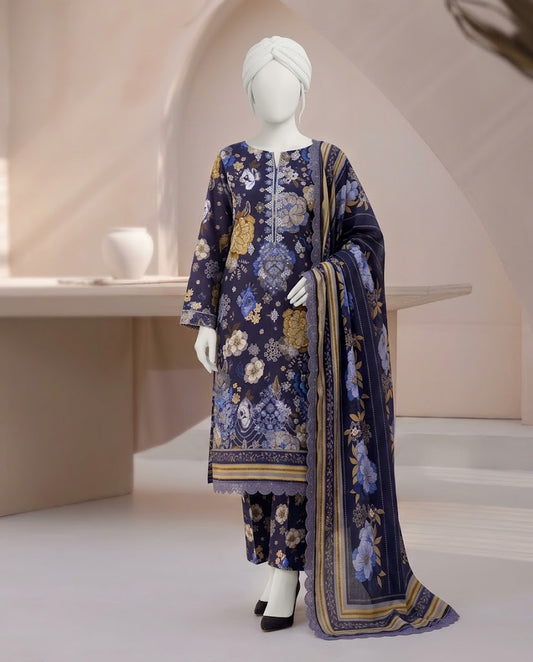 Baroque khaddar suit blue