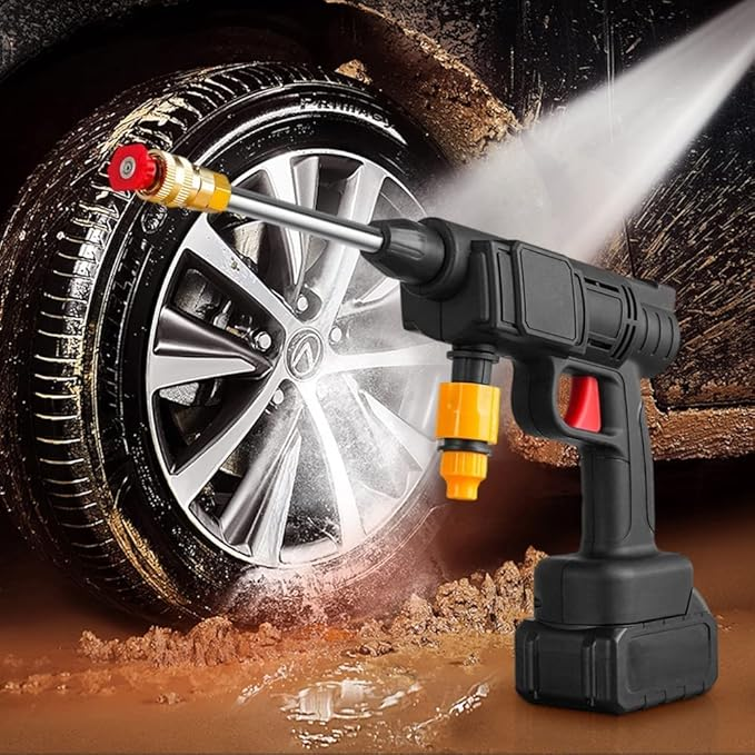 Cordless car wash spray gun cleaning car tire