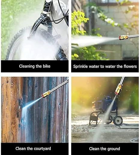 Car wash gun uses - bike, flowers, courtyard, ground